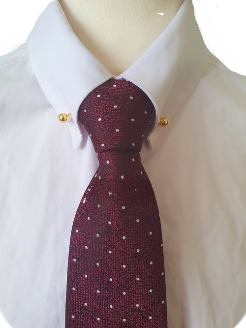 Adults Zip Ready Tied Showing Tie - Burgundy Polka Dot