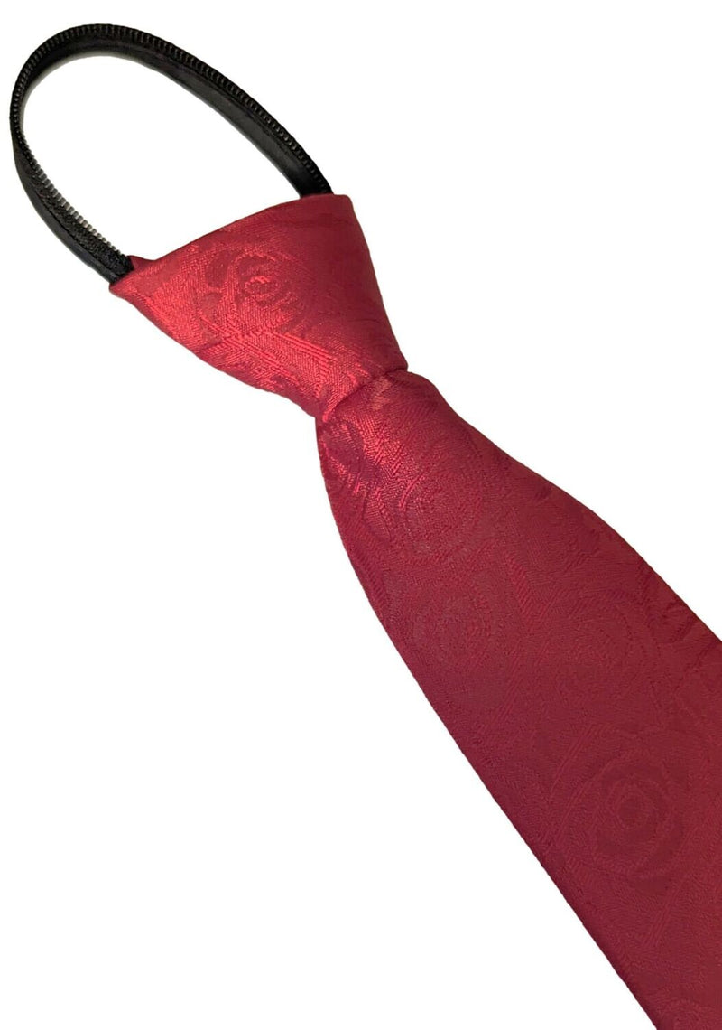 Adults Zip Ready Tied Showing Tie - Red Rose Print