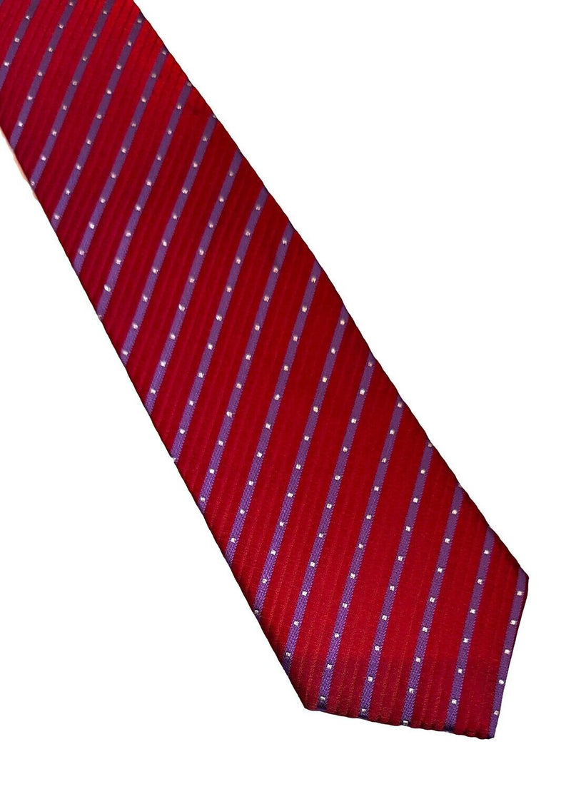 Adults Zip Ready Tied Showing Tie - Red/Lilac Stripe