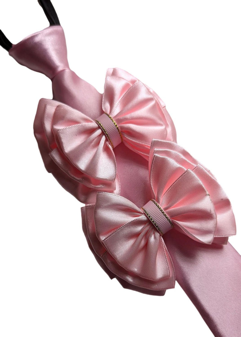 Childs Premium Showing Bows and Tie Set - Baby Pink