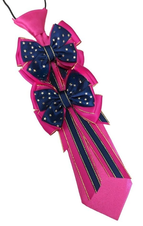 Childs Premium Showing Bows and Tie Set - Hot Pink & Navy