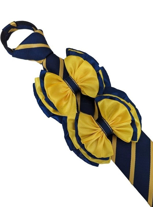 Childs Premium Showing Bows and Tie Set - Navy & Yellow