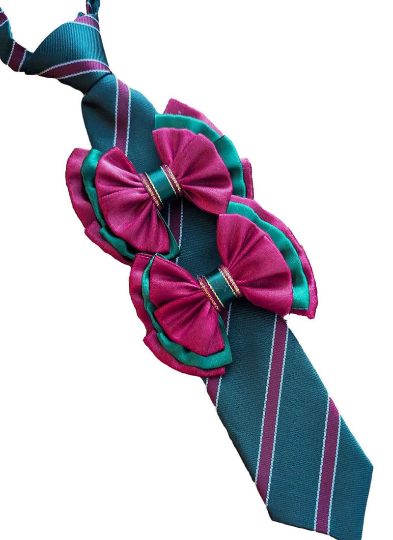 Childs Premium Showing Bows and Tie Set - Emerald & Wine Red