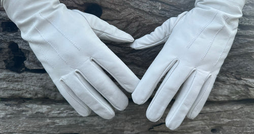 Adult White Genuine Leather Gloves