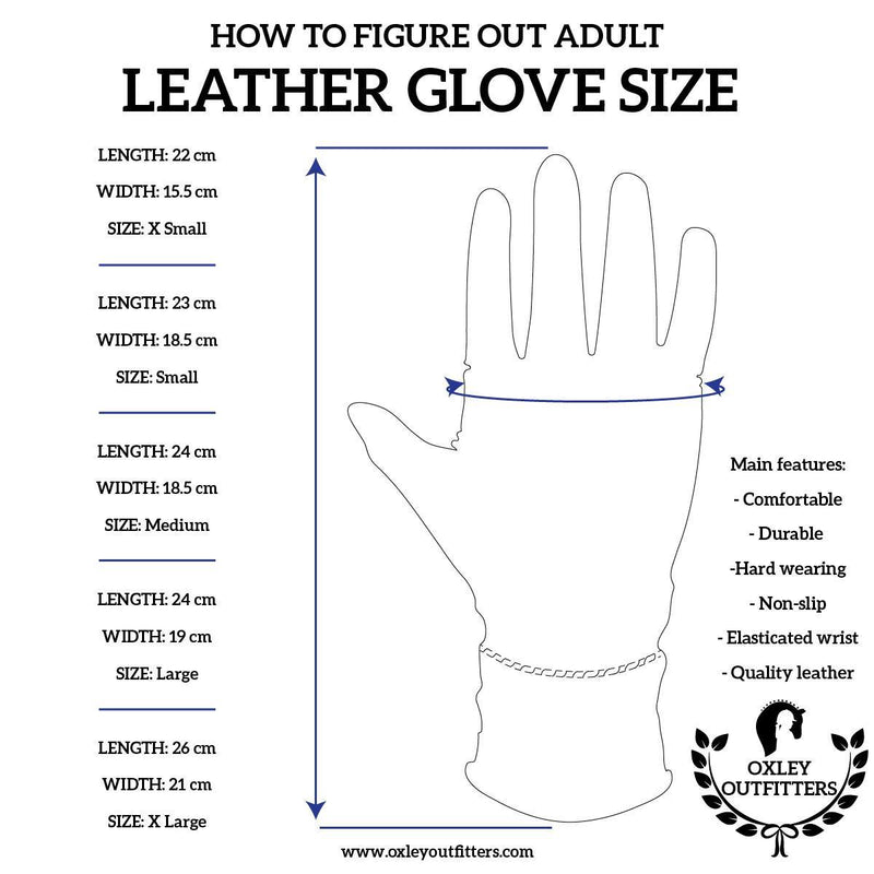 Adult Black Genuine Leather Gloves