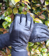 Junior Navy Blue Genuine Leather Gloves