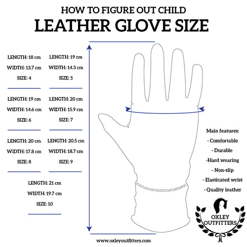 Junior Light Brown Genuine Leather Gloves